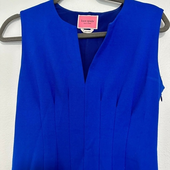 Kate Spade New York Royal Blue Pleated Sleeveless Dress Size 4 - Picture 4 of 8